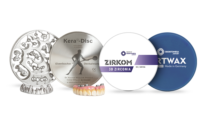 Discos de ZirkOM, Cera, Metal e Fresas para CAD/CAM